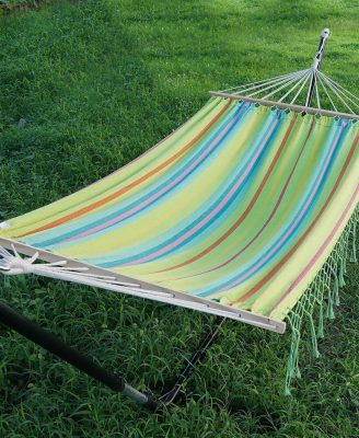 Double Persons Hammock Boho Style - Natural Cotton Handmade Hammock with Tree Straps, Brazilian Hammock Bed for Indoor, Outdoor, Patio, Porch, Yard, Beach, Camping, Hiking, Travel, Decor